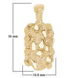 10k Yellow Gold Solid Chunky Rectangle Nugget Charm Pendant 1.4" 9.9 grams