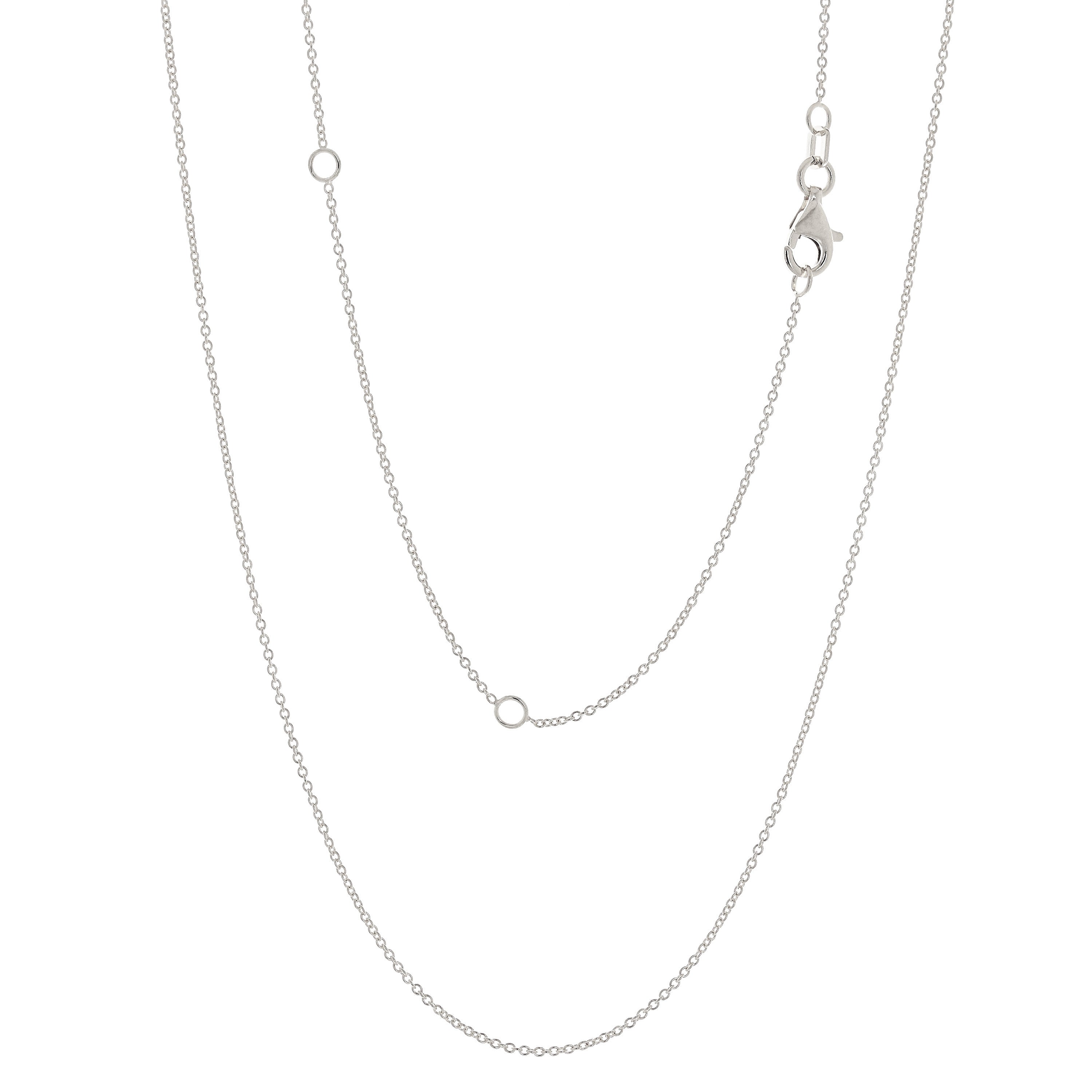Italian 14k White Gold Rolo Chain Necklace Adjustable 16-20" 0.9mm 1.5 grams - 1.5 grams