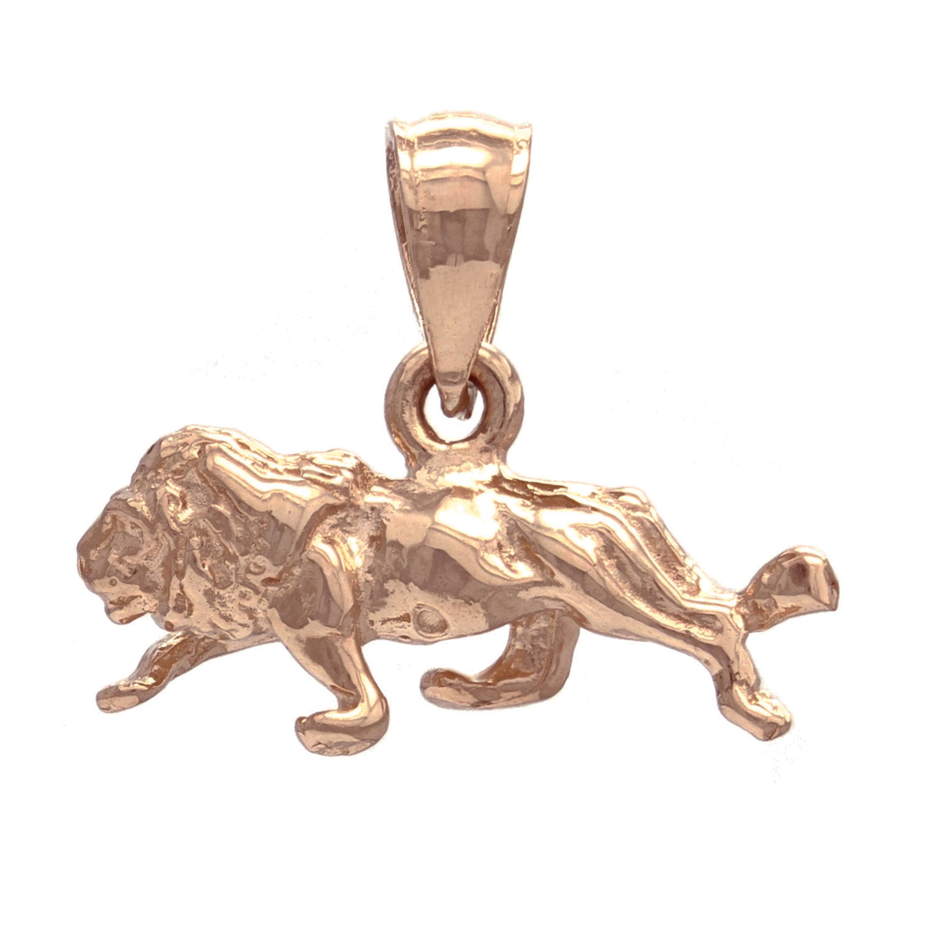 14k Rose Gold Solid Animal 3D Lion Animal Charm Pendant 2.5 grams - Rose