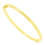 Italian 14k Yellow Gold Hollow Diamond Cut Bangle Bracelet 7" 3mm 4.6 grams