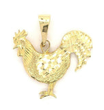 10k Yellow Gold Diamond Cut Rooster Cock Chicken Bird Charm Pendant 2.4 grams