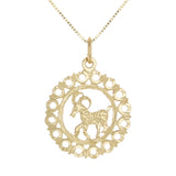 14k Yellow or White Gold ARIES Zodiac Sign Charm Pendant Necklace 18" - Aries,Yellow