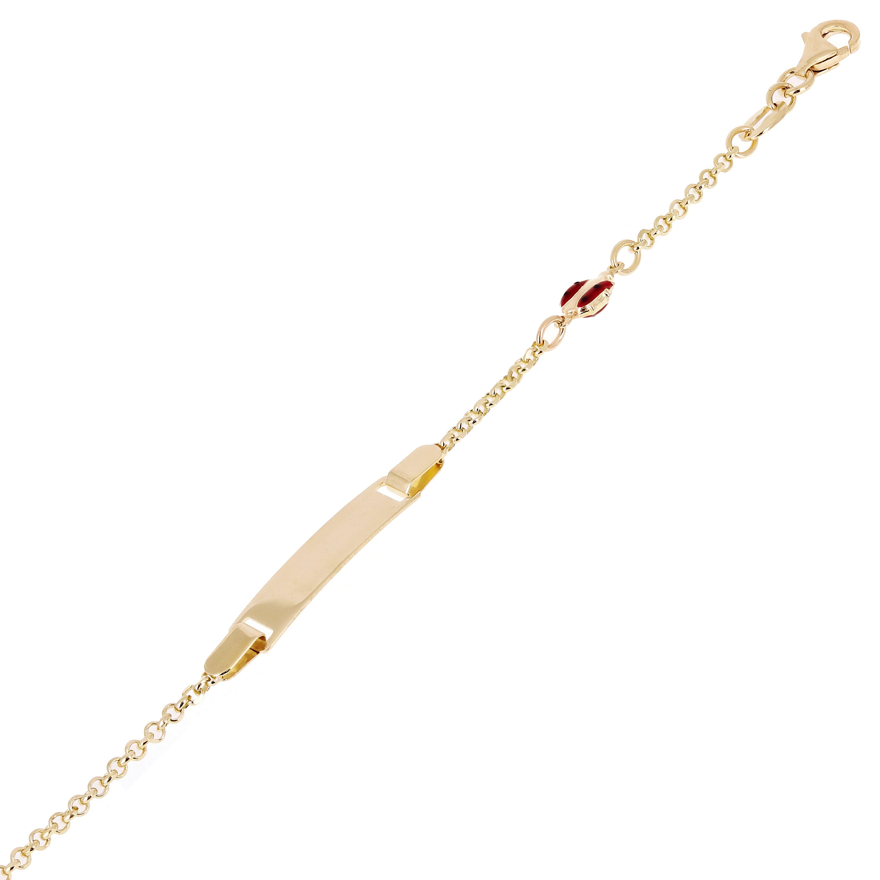 Italian 14k Yellow Gold Engravable Lady Bug Charm Baby Kids ID Bracelet 5.5" 2g