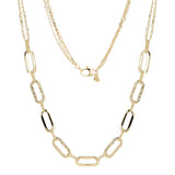 Italian 14k Yellow Gold Paper Clip Link Necklace, Bracelet & Earrings Set 23.4 grams