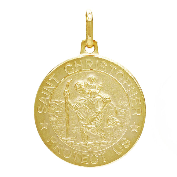 Italian 14k Yellow Gold Saint Christopher Medal Charm Pendant 1.1