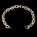 Italian 14k Yellow Gold Hollow Oval & Rectangle Link Bracelet 8" 7.2mm 6.2 grams