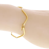 Italian 14k Yellow Gold Hollow Plain Zigzag Bangle Bracelet 7" 2mm 3.3 grams