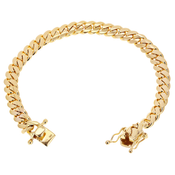 Men's 14k Yellow Gold Solid Miami Cuban Chain Bracelet 8