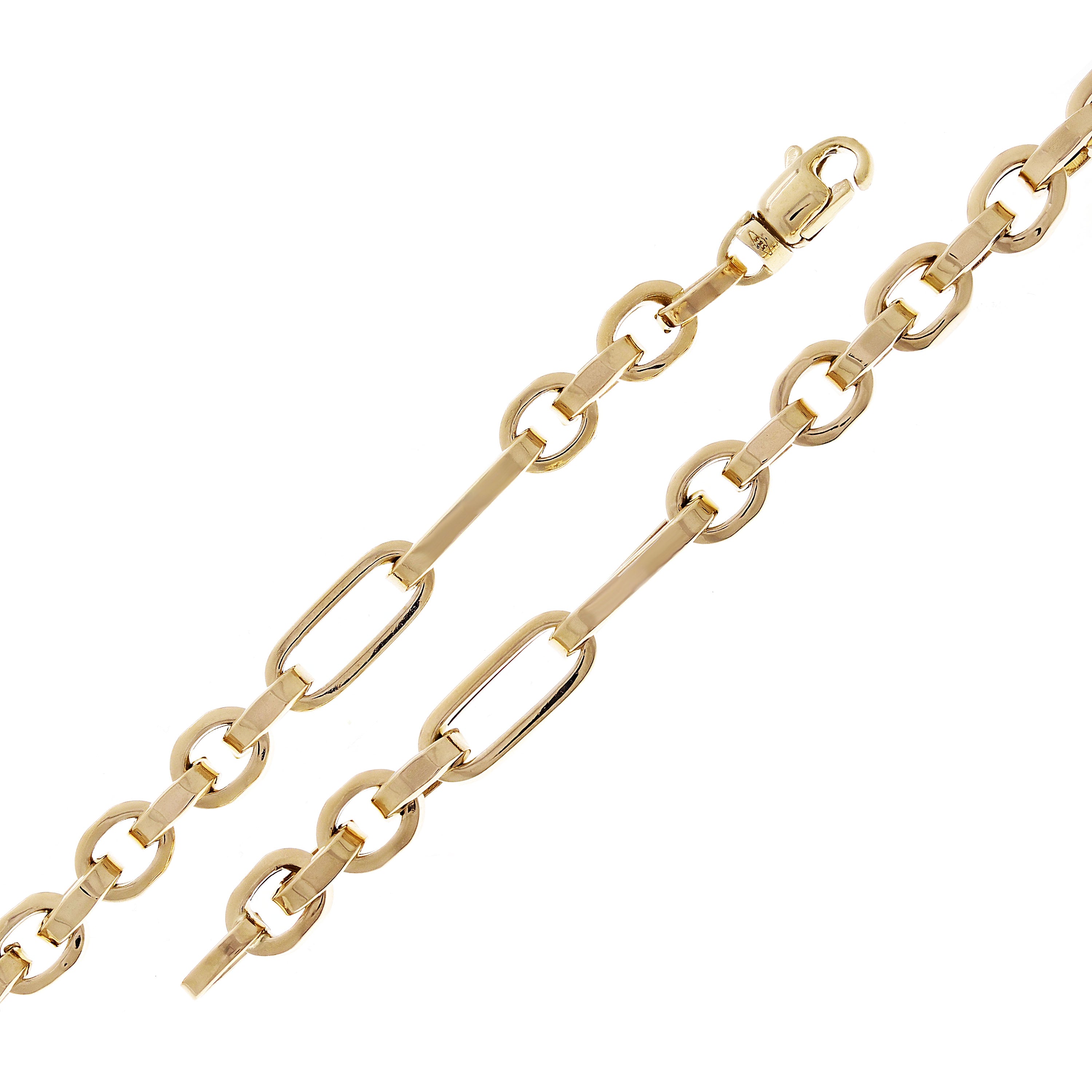 Italian 14k Yellow Gold Hollow Oval & Round Link Bracelet 8" 6mm 6.8 grams