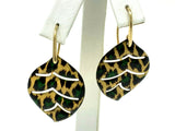 Italian 14k Yellow Gold Enamel Animal Print Leaf Earrings and Pendant Set