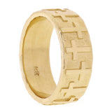 14k Yellow Gold Solid  Calvary Cros Ring Band Size 8 - 7.8mm 10 grams