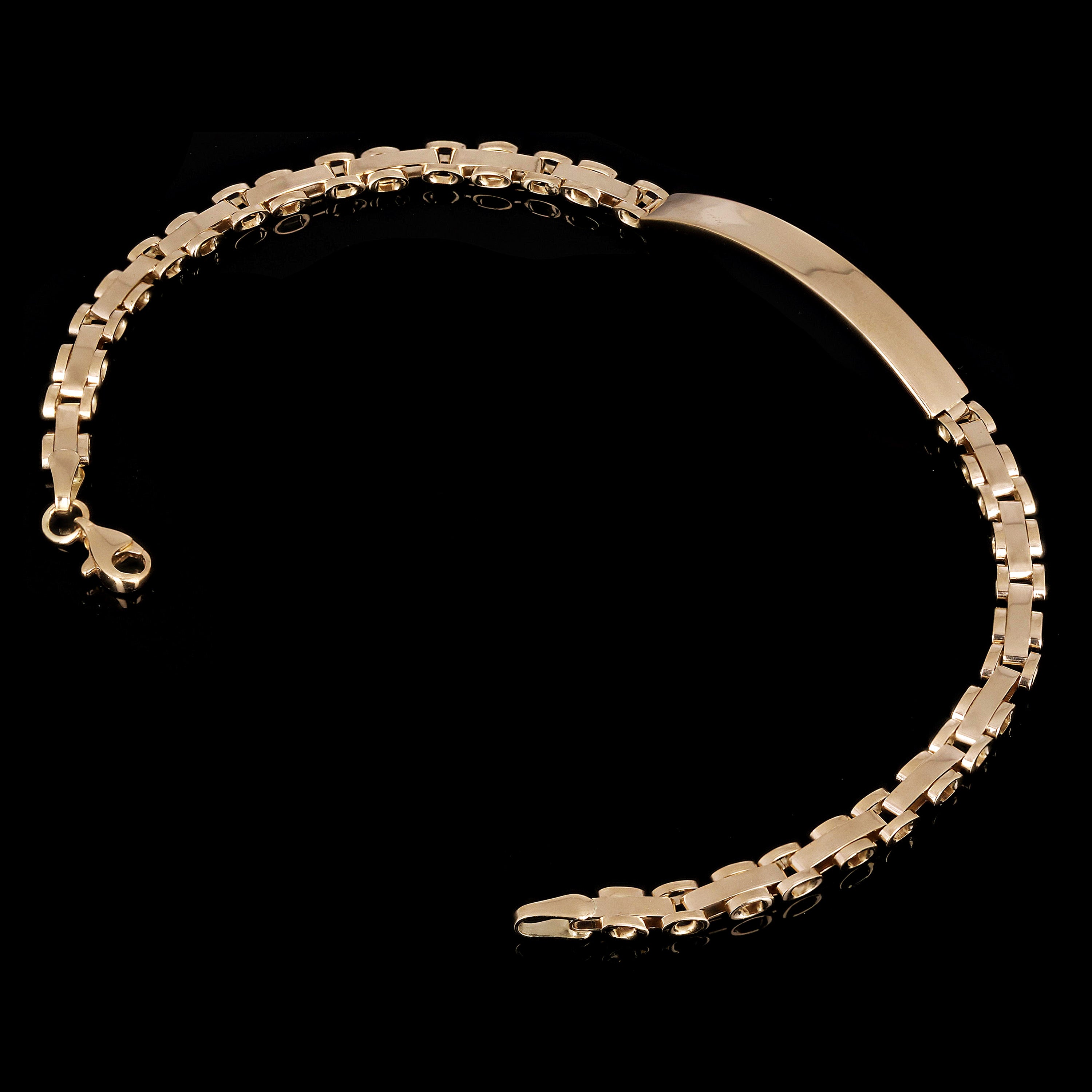 Italian 14k Yellow Gold Engravable Panther Link ID Bracelet 8.5" 5mm 8.2 grams