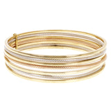 Italian 14k Tri-Color Gold Slip-on Set of 7 Textured 7 Day Bangle Bracelet 8" 14 grams