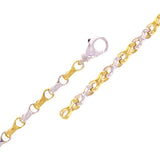 10k Yellow & White Gold Solid Handmade Fashion Link Bracelet 7.5" 6.3mm 25 grams - 7.5" 25 grams