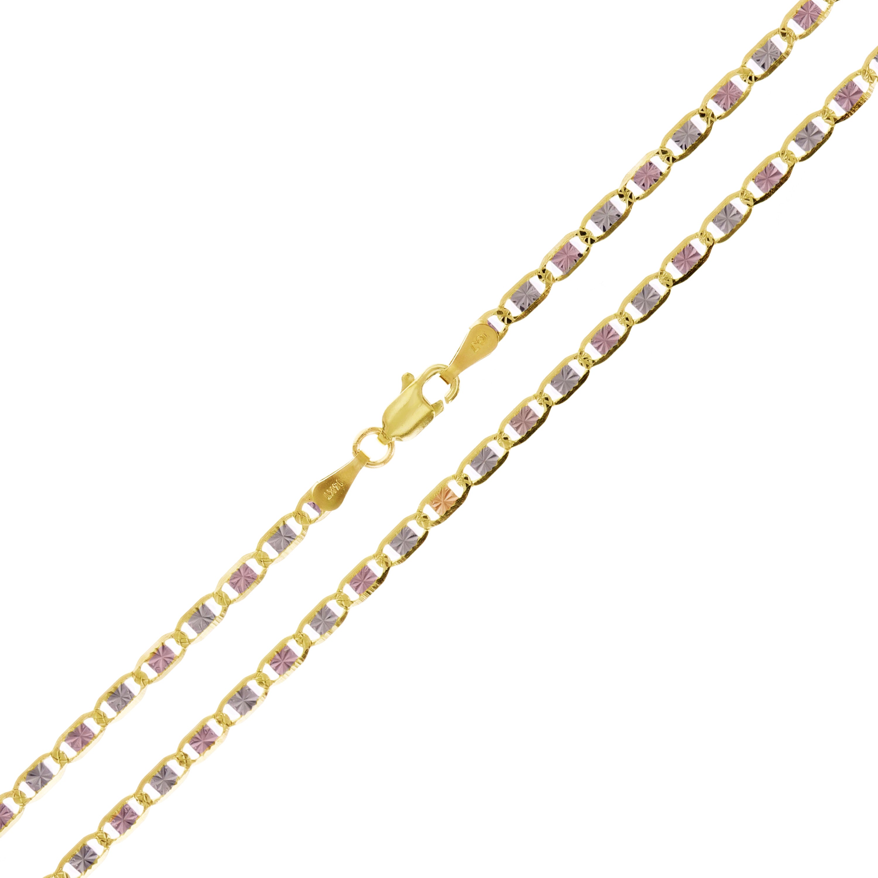 Italian 14k Tri-Color Gold Diamond Cut Valentino Chain Necklace 16" 2.5mm 3.7 grams - 16" 3.7 grams