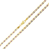 Italian 14k Tri-Color Gold Diamond Cut Valentino Chain Necklace 16" 2.5mm 3.7 grams - 16" 3.7 grams