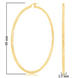 Italian 14k Yellow Gold Faceted 2.5mm 2.5" Diameter Round Hoop Earrings 3.6grams