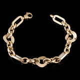 Italian 14k Yellow Gold Hollow Oval & Round Link Bracelet 8" 14.5mm 10.5 grams