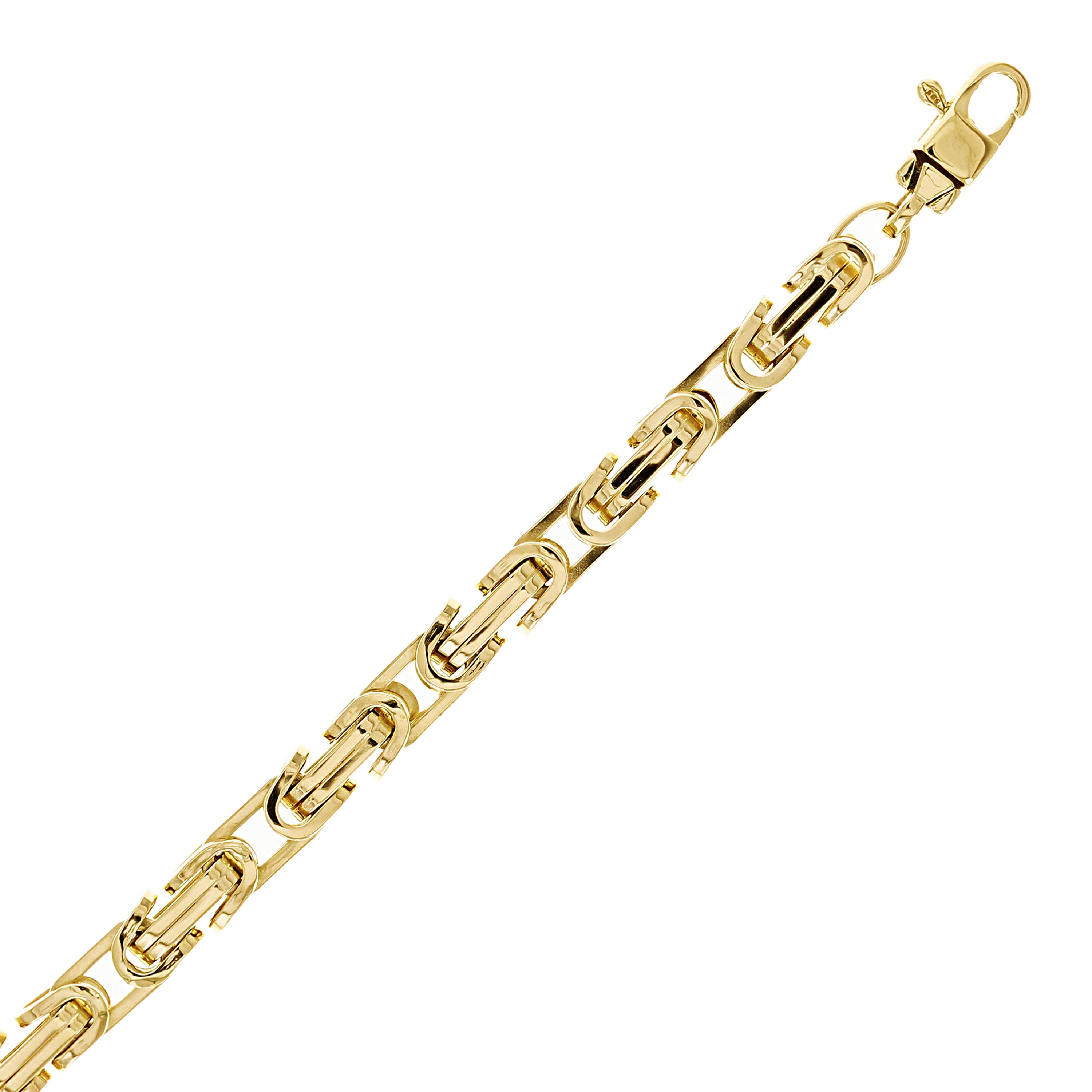 Italian 14k Yellow Gold Hollow Byzantine Link Bracelet 8.3" 5.2mm 8.6 grams