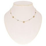 Italian 14k Yellow & White Gold Bead Station Chain Necklace 16" 8mm 3.1 grams