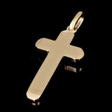 14k Yellow Gold Solid High Polish 3D Cross Charm Pendant 1.4" 3.9 grams