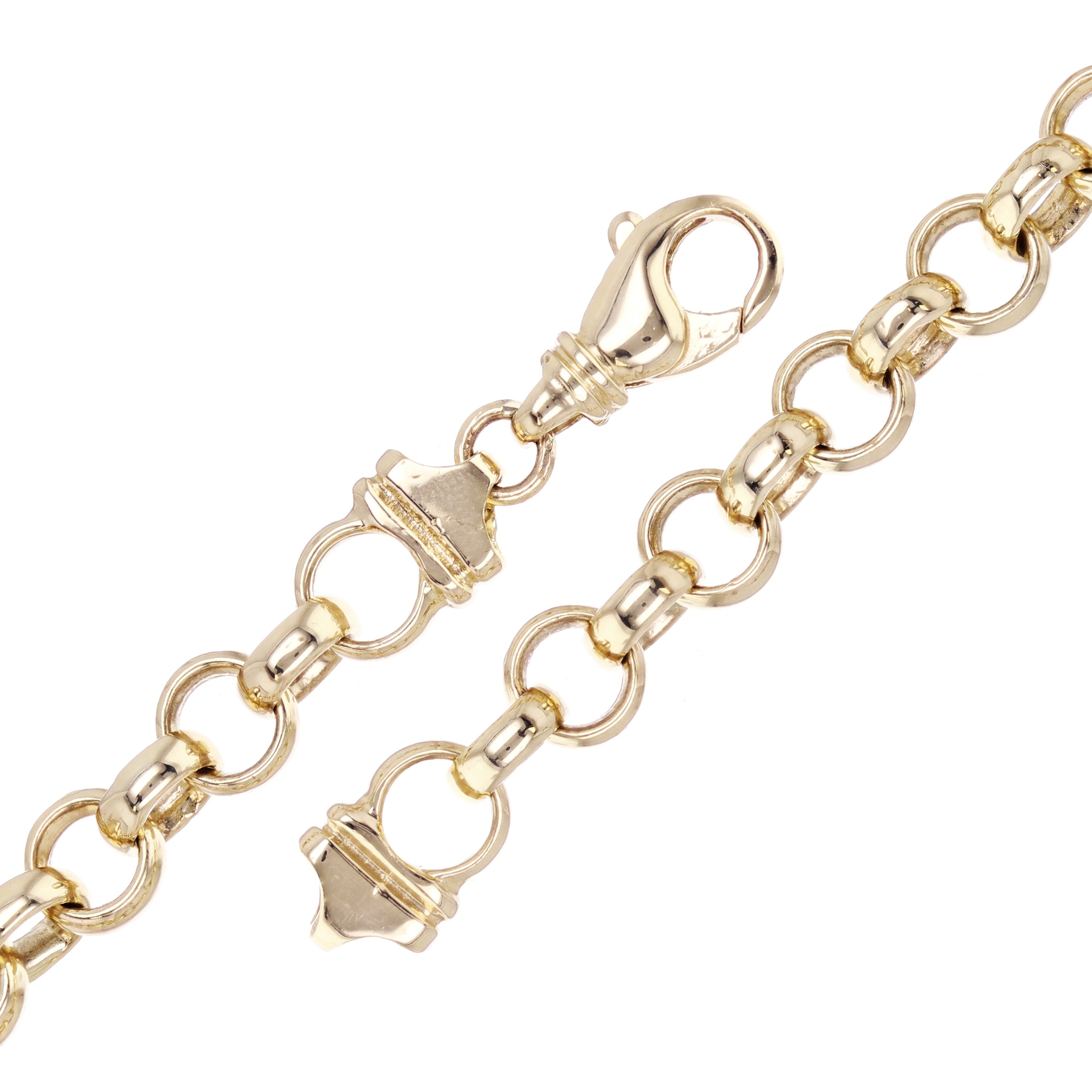 14k Yellow Gold Solid Handmade Rolo Bracelet Link Chain 8mm 7.5" 28.5 grams - 7.5"