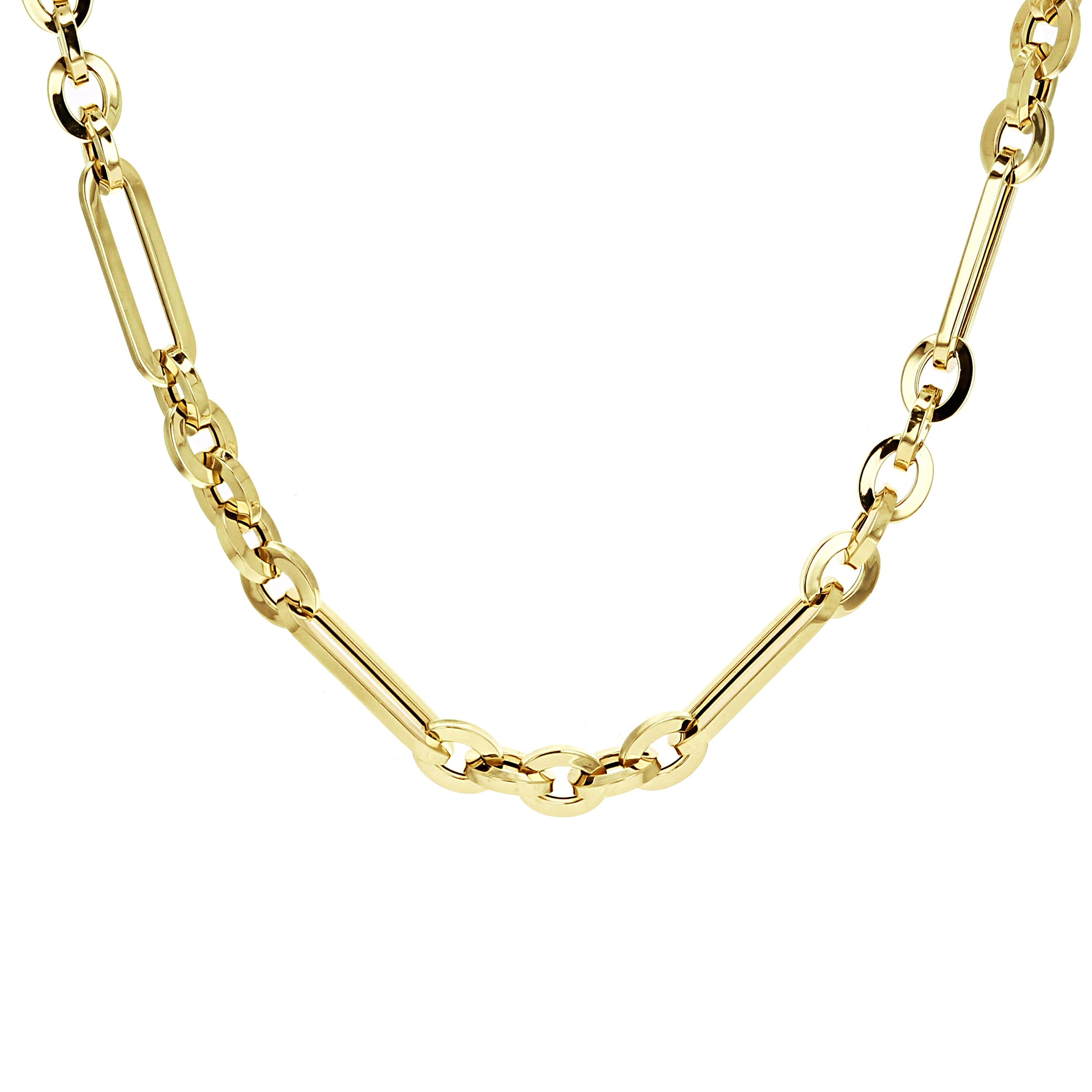 Italian 14k Yellow Gold Oval Paper Clip Link Chain Necklace 18" 7.2mm 14.6 grams