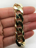 Men's 14k Yellow Gold Solid Heavy Cuban Link Chain Bracelet 9" 15.6mm 82 grams - 9"