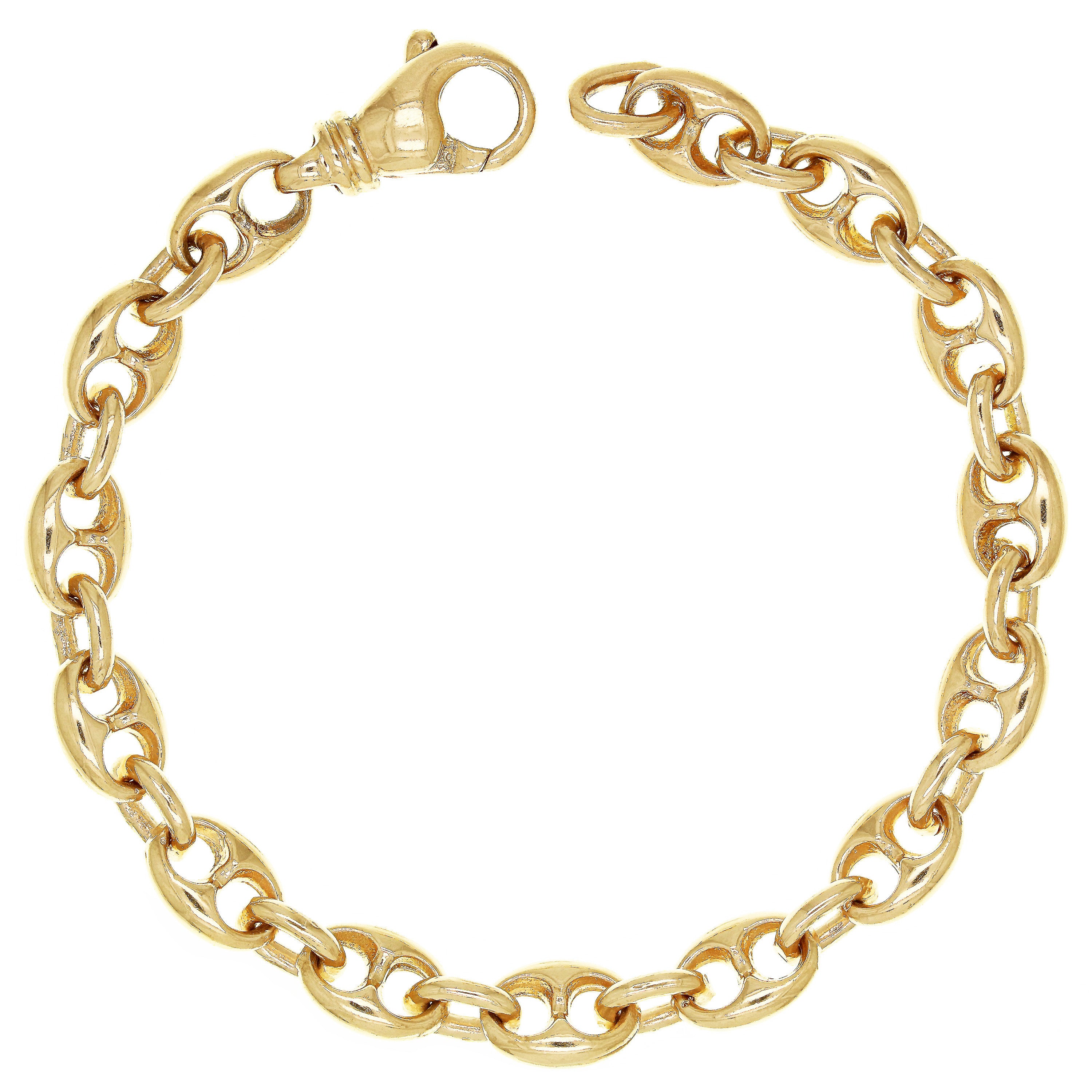 14k Yellow Gold Solid Mariner Link Chain Bracelet 9" 7.5mm 28.6 grams - Yellow,90"