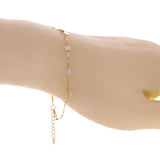 Italian 14k Two Tone Gold Heart & Star Charm Anklet Bracelet 10" 2.1 grams