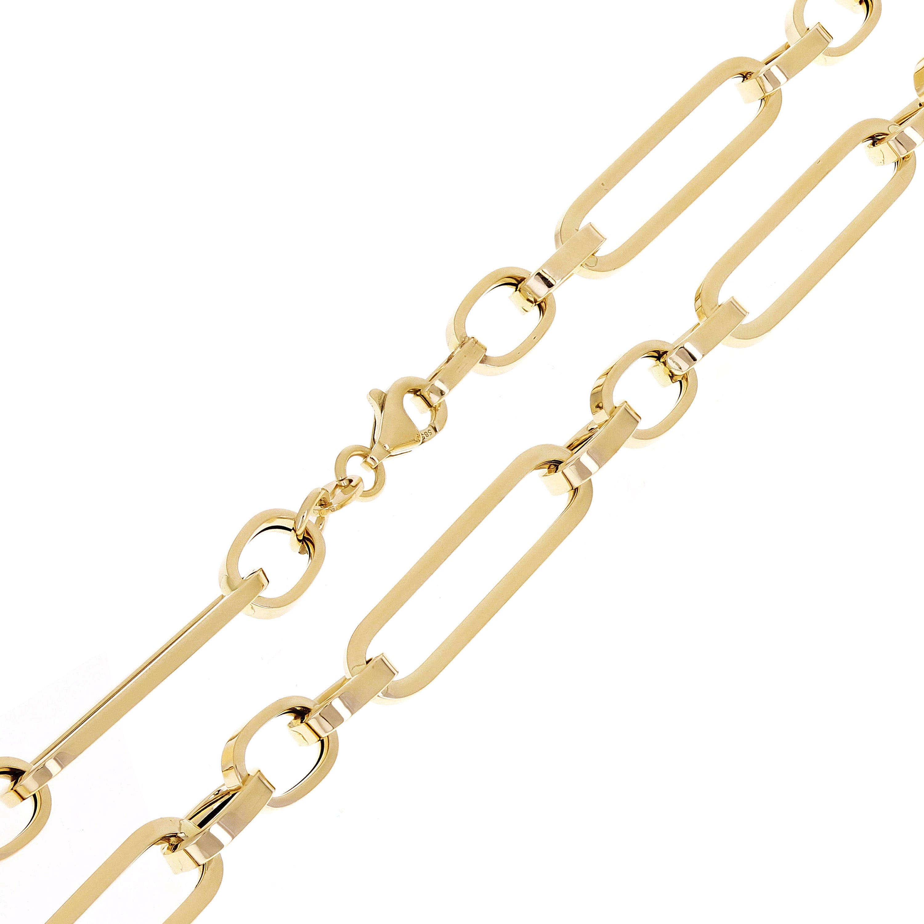 Italian 14k Yellow Gold Hollow Paper Clip Link Necklace 7mm 18" 8.7 grams