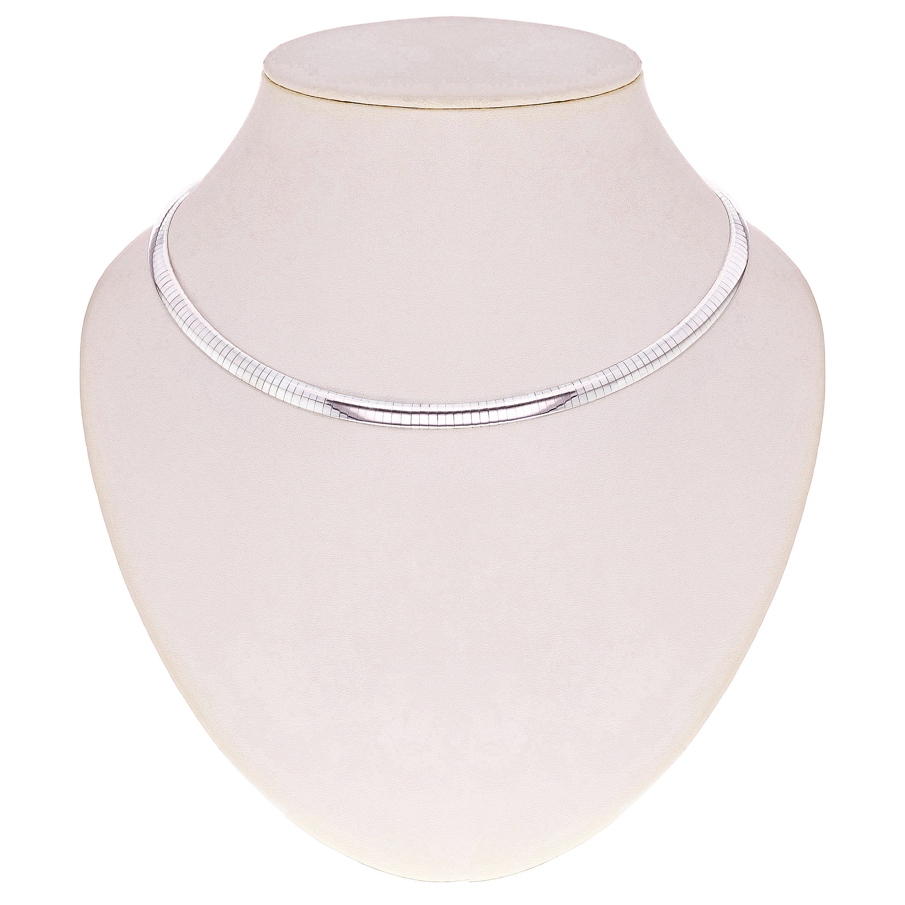 Women's Italian 14k White Gold Omega Necklace Choker 17" 6mm 35.7 grams - 35.7 grams