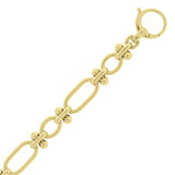 Italian 14k Yellow Gold Ball Bead Oval Paper Clip Chain Bracelet 8.25" 9.8 grams