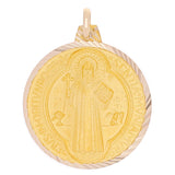 Italian 14k Yellow Gold Saint Benedict Reversible Medal Pendant 1.3" 5.4 grams - 1.3" 5.4 grams