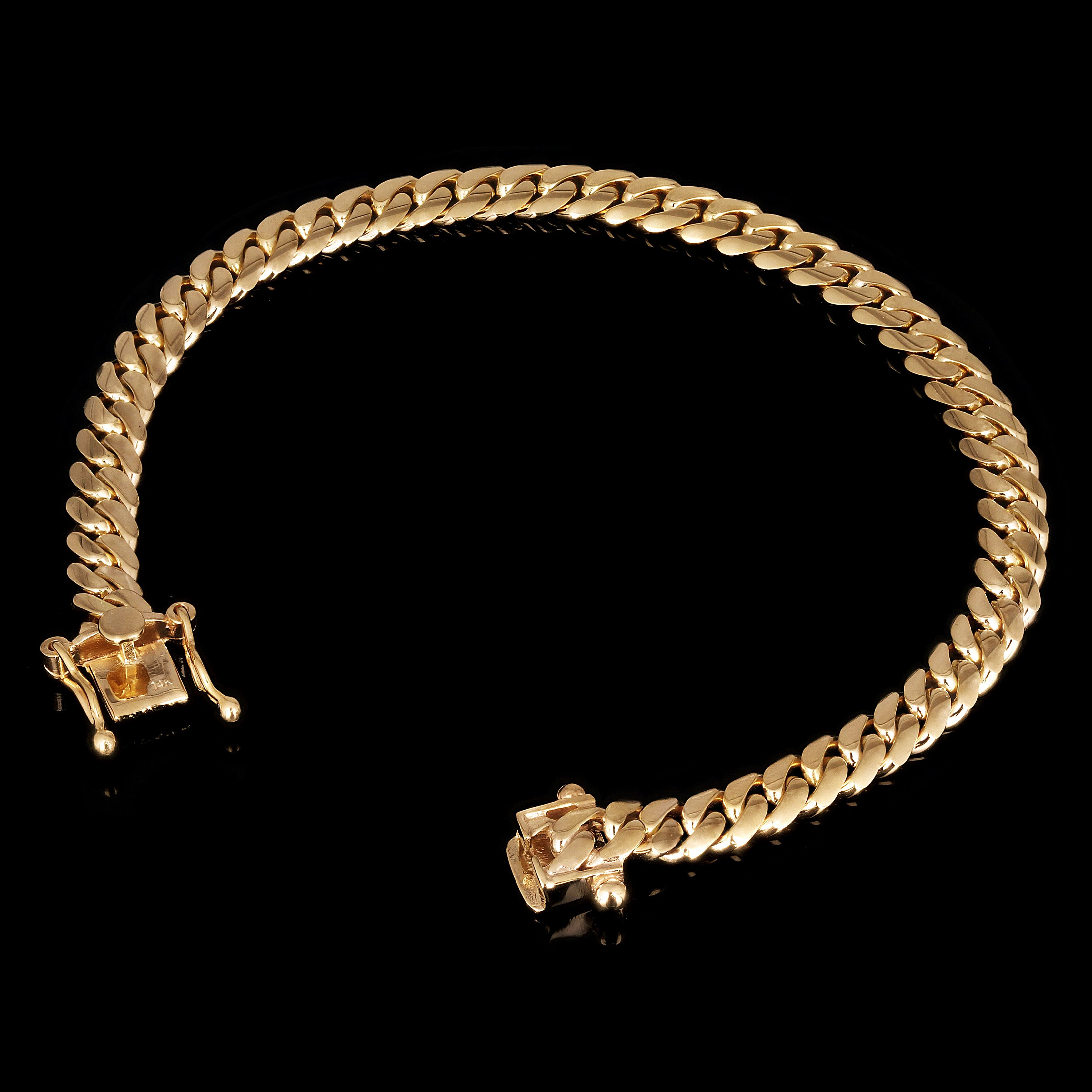 14k Yellow Gold Solid Miami Cuban Link Chain Bracelet 8.25" 6.9mm 31.4 grams