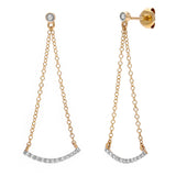 14k Yellow Gold 0.15ctw Diamond Chain Dangle Swing Earrings