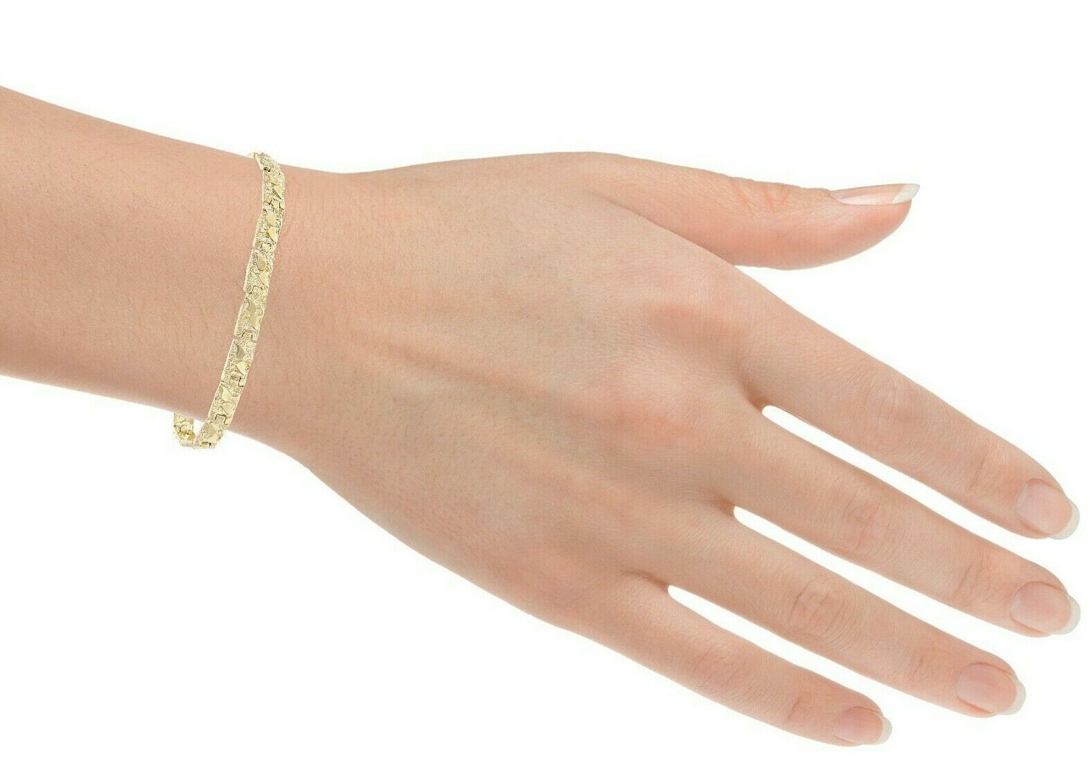 14k Yellow Gold Nugget Bracelet Adjustable 8" 5.5mm 13 grams - 8"