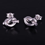 Italian 14k White Gold Bright Shine Dainty Pretzel Love Knot Stud Earrings