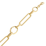 Italian 14k Yellow Gold Hollow Oval & Paper Clip Chain Bracelet 7.75" 4.5 grams