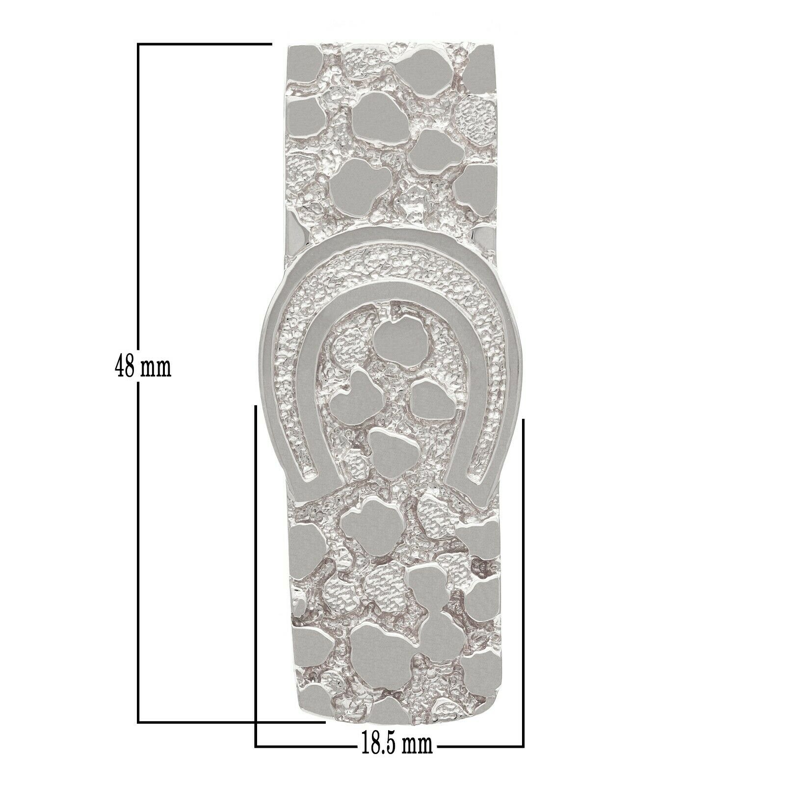 14k White Gold Horse Shoe Nugget Money Clip Money Holder Wallet 17.2 grams - White