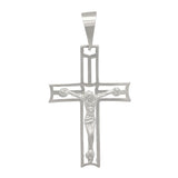 14k White Gold Jesus Christ Crucifix Cross Religious Charm Pendant 2.4 grams - White