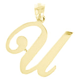 14k Yellow Gold Initial Letter U Alphabet Charm Pendant - Letter U,Yellow