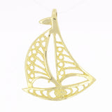 14k Yellow Gold Sailboat Sailing Charm Pendant Sizes Small Medium Large - Medium