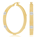 Italian 14k Yellow & White Gold Love Screw Design Large Hollow Hoop Earrings - Style3 Large