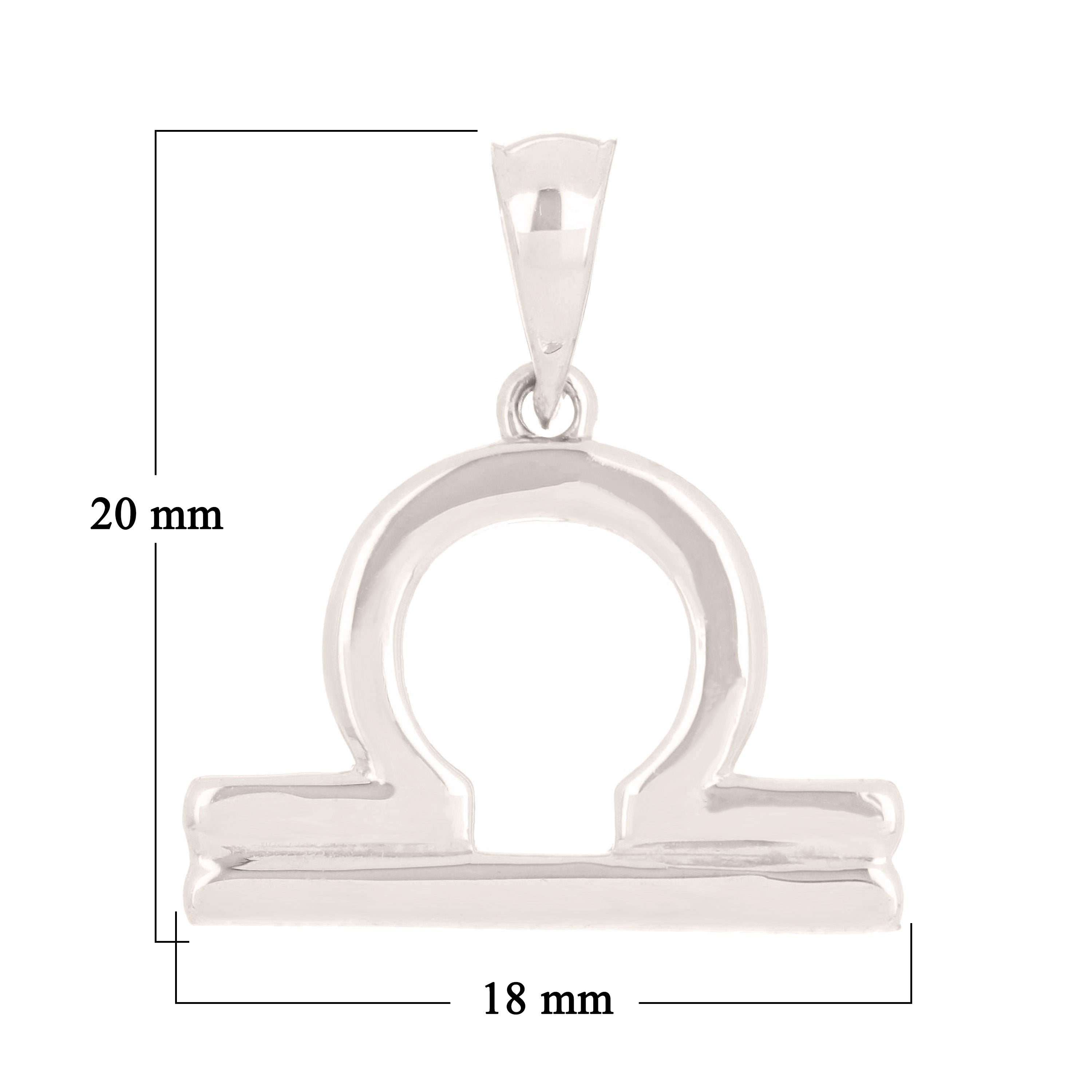 14k White Gold Libra Zodiac Sign Charm Pendant - Libra,White