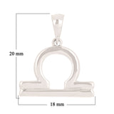 14k White Gold Libra Zodiac Sign Charm Pendant - Libra,White