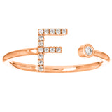 14k Rose Gold Diamond Initial Letter F Ring Size 6 - Letter F,Rose