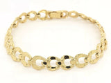 10k Yellow Gold Horse Shoe Nugget Link Bracelet 7" 8mm 10.5 grams