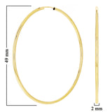 Italian 14k Yellow Gold High Polish Round Endless Hoop Earrings 1.9" 2mm 2.4gram