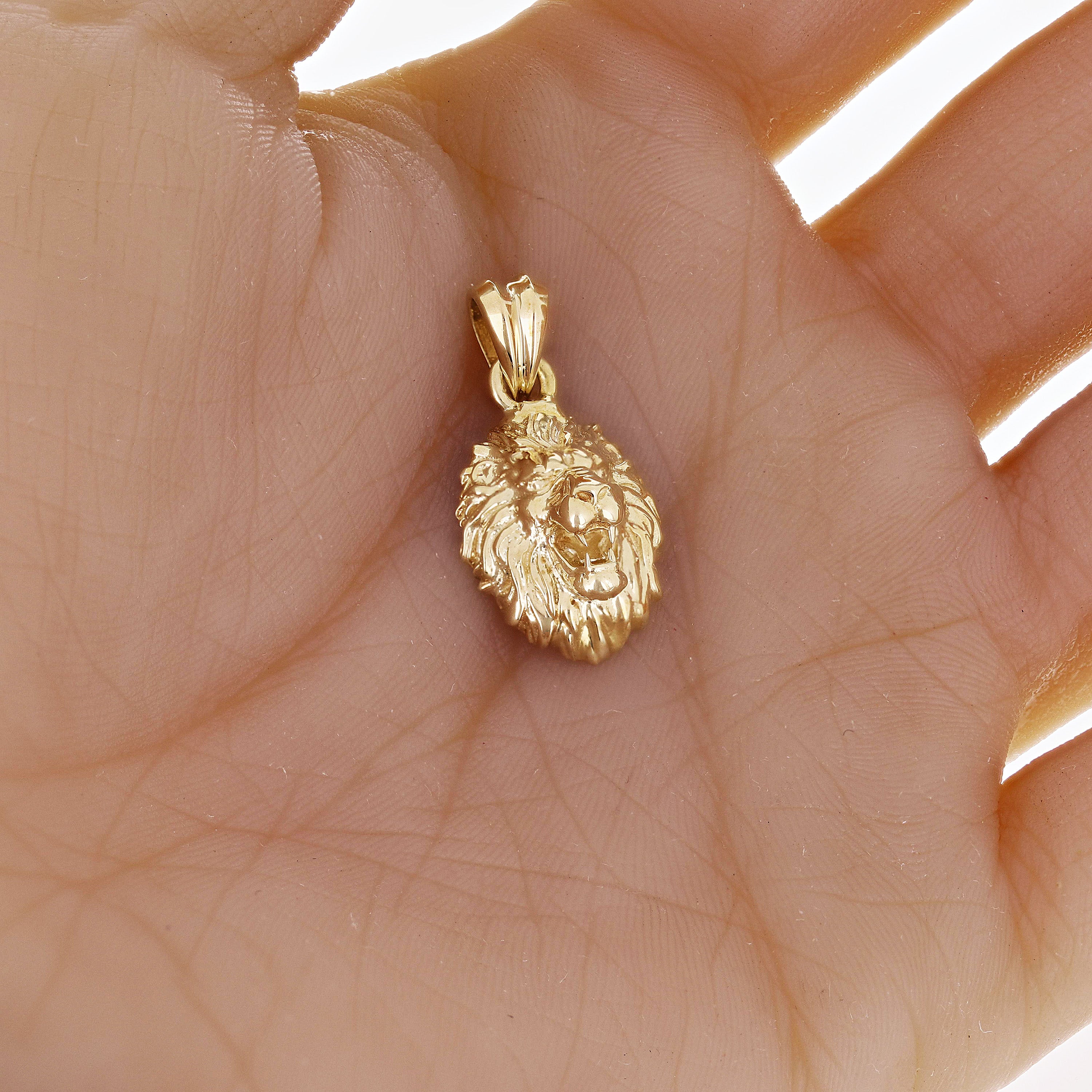 10k Yellow Gold 3D Lion Head Charm Pendant 1.1" 3.5 grams